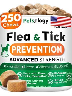 Natureal Flea and Tick Prevention for Dogs Pills 250 Soft Chews Petsology